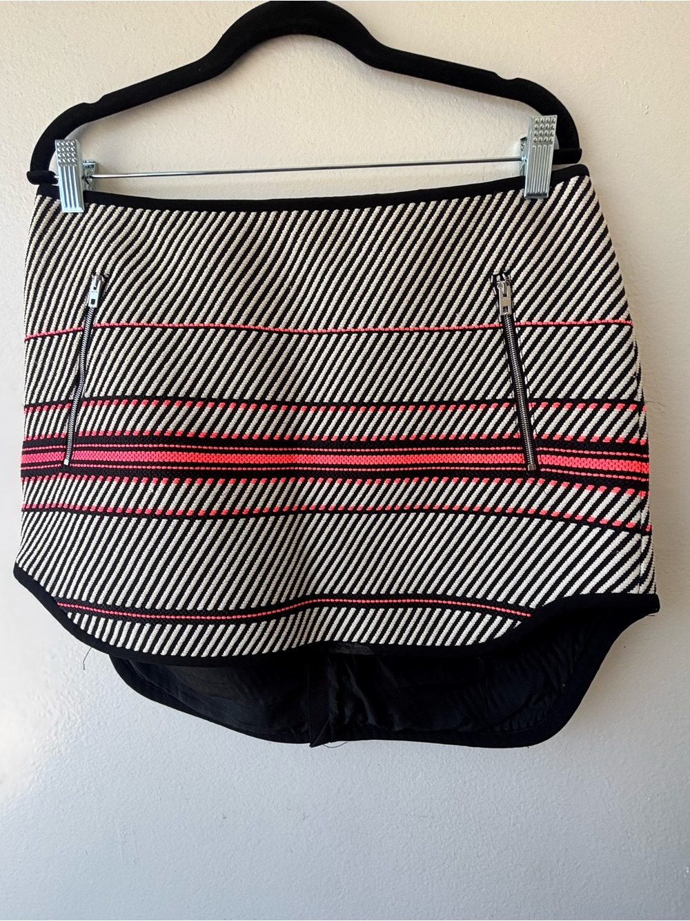 rag & bone Black, White and Pink Striped Knit Skort